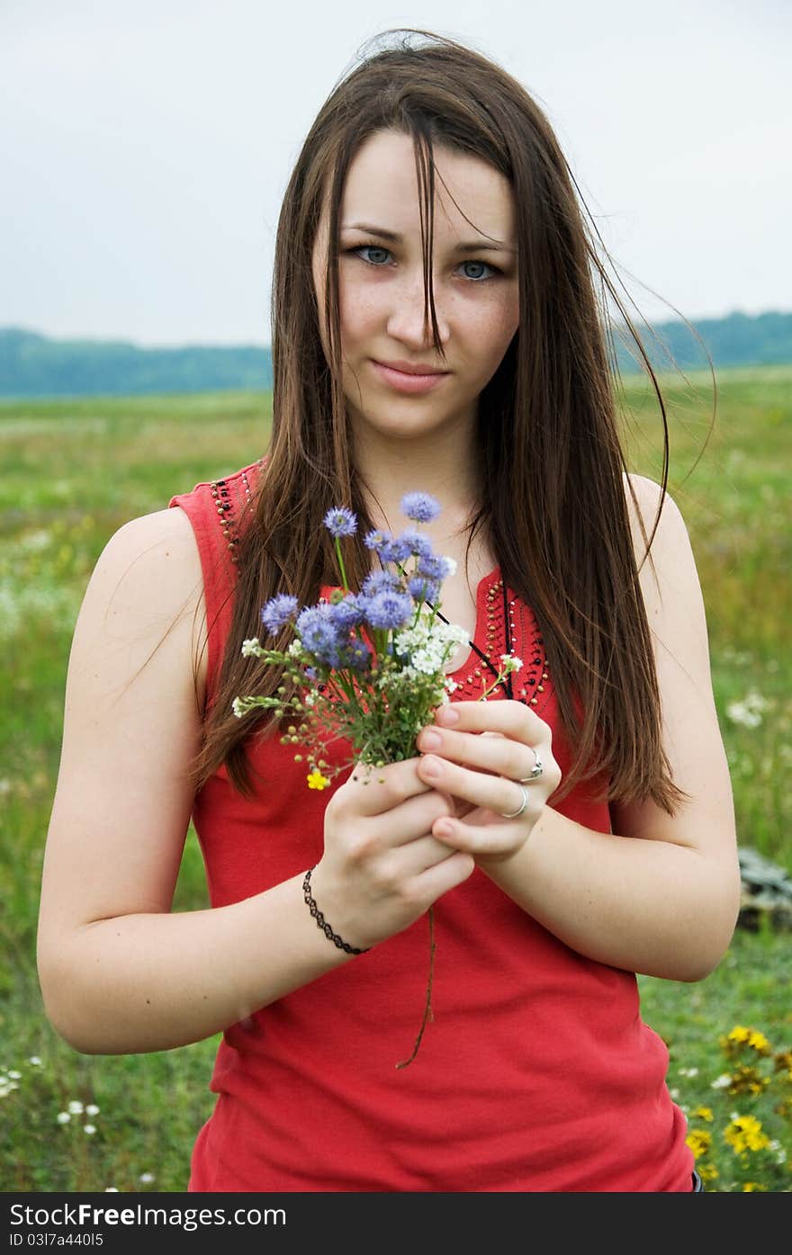 Girl With A Bouquet