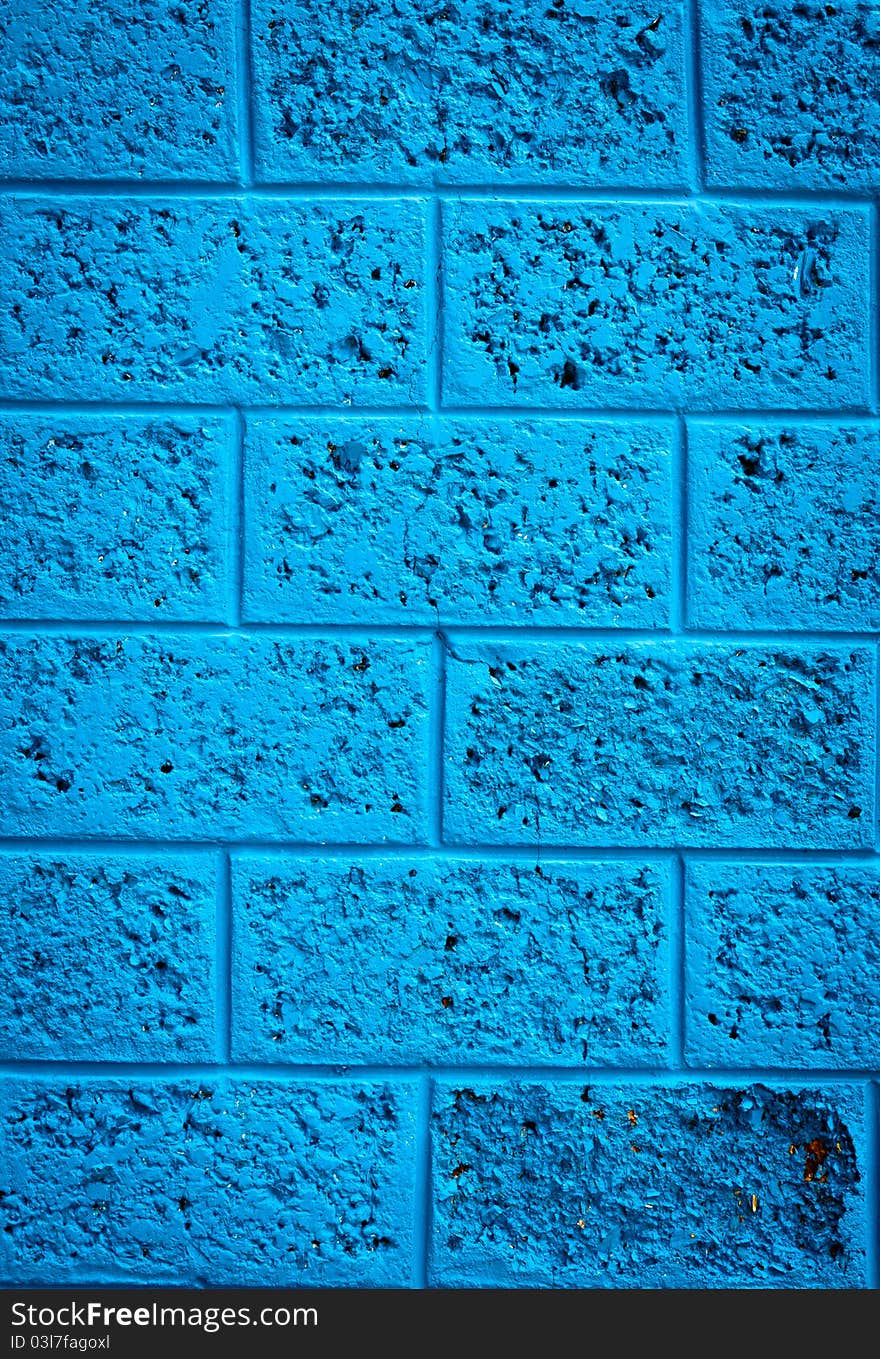 The blue walls made ​​of brick background texture