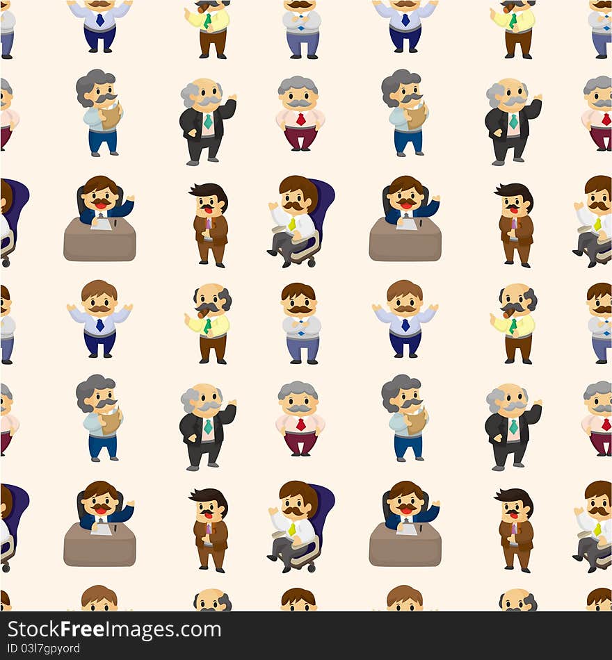 Cartoon boss and Manager seamless pattern