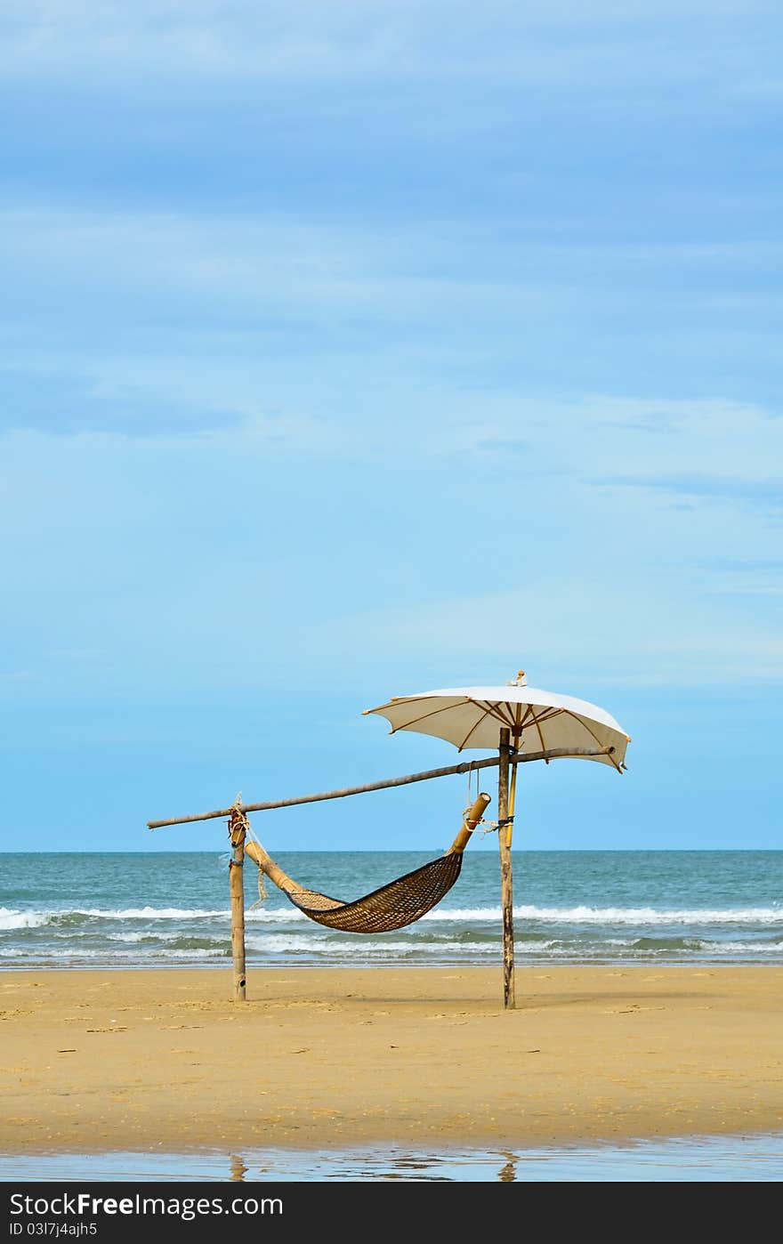 View of nice hammock on the beach, thailand.