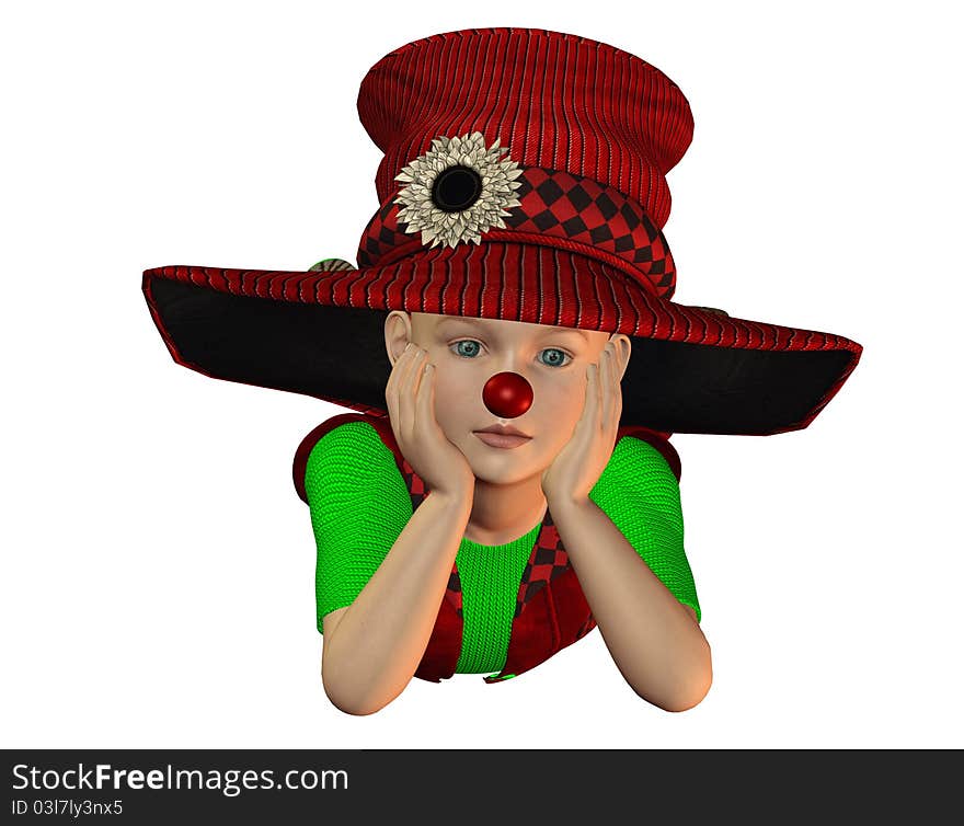 Lying boy with big hat