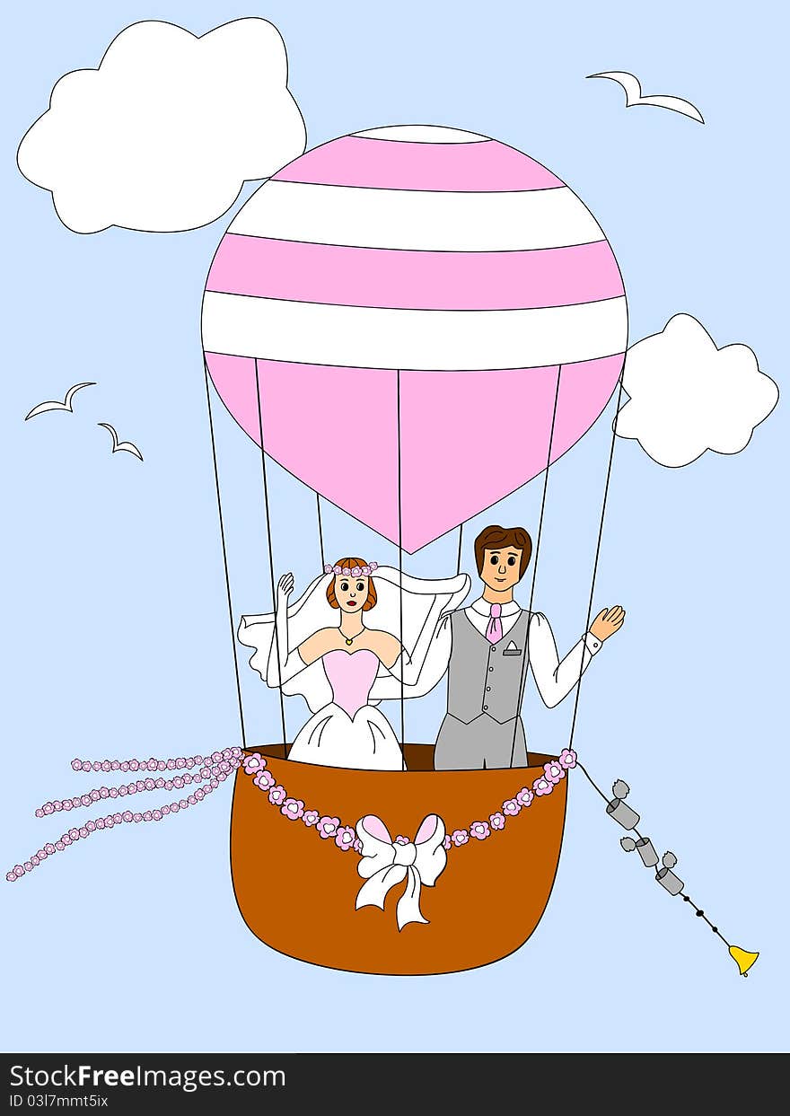 Just Married Couple Ballooning