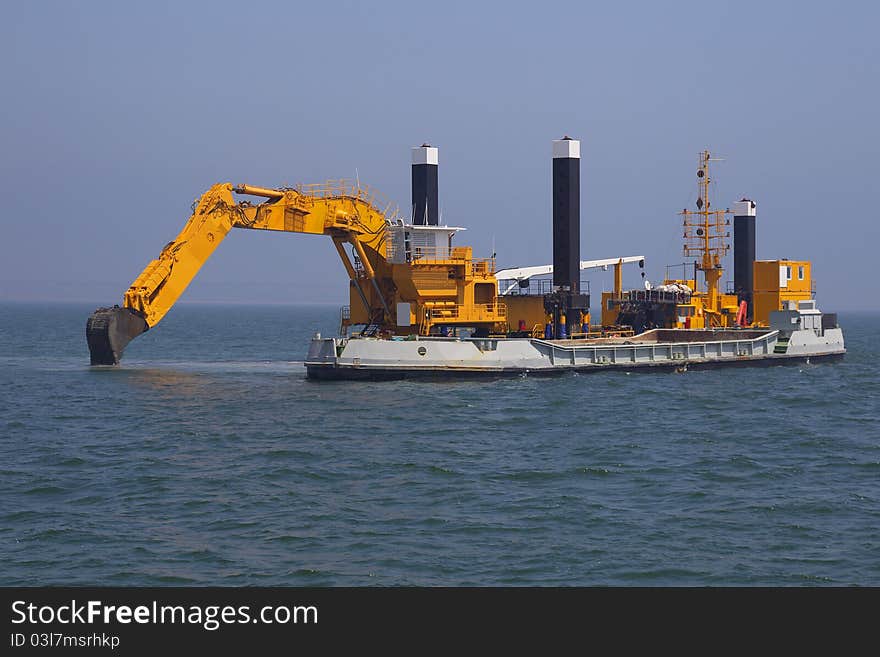 Excavators set out to sea