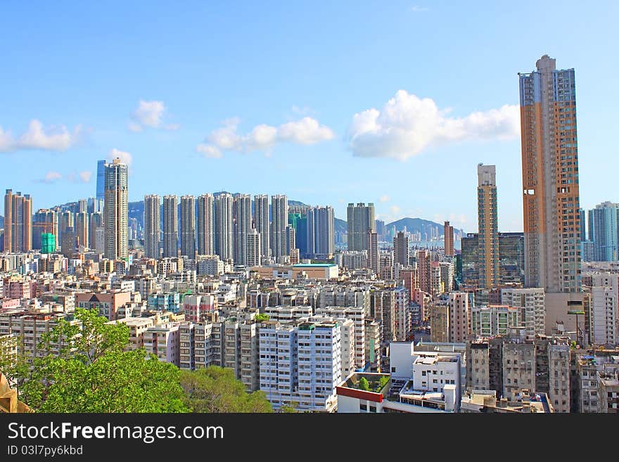 Hong Kong downtown with crowded buildings, it shows the stressful environment.