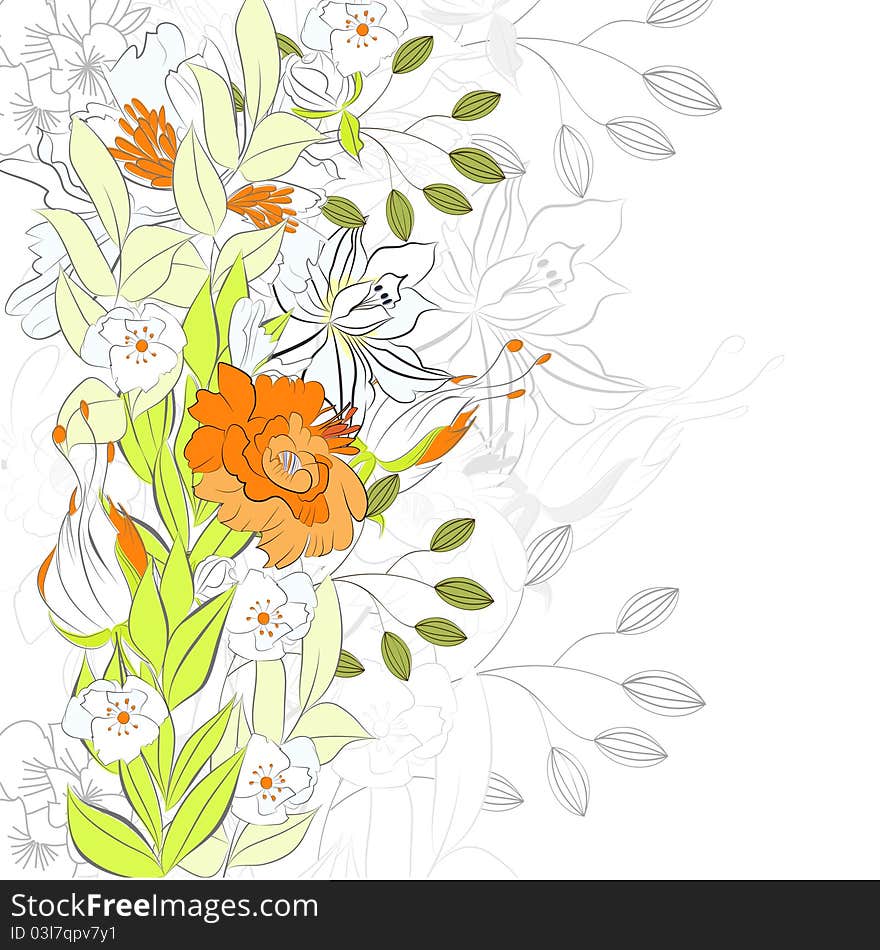 Floral summer background with romantic flowers