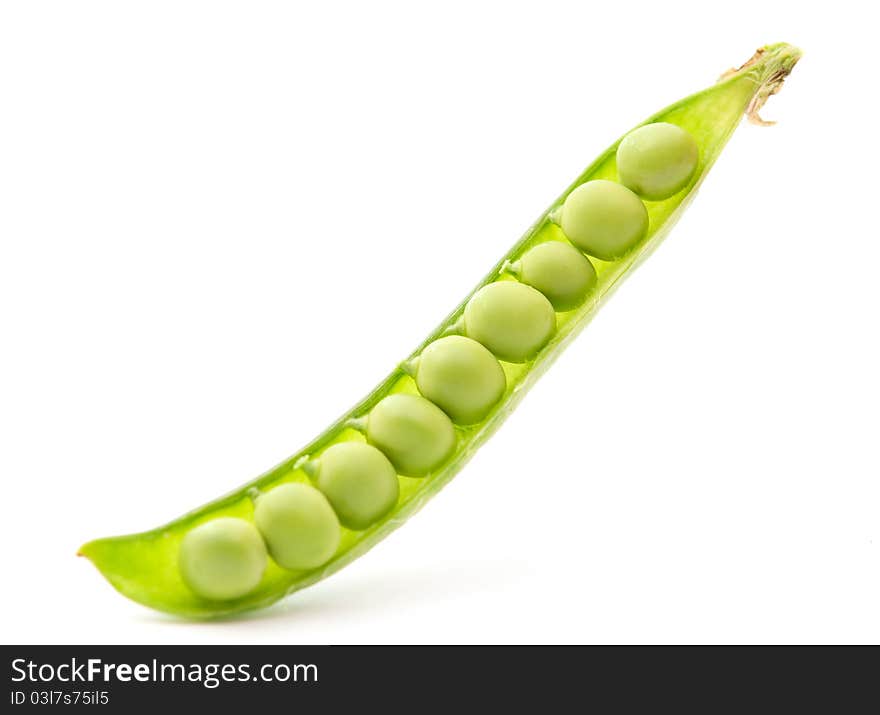 Green peas on a white background