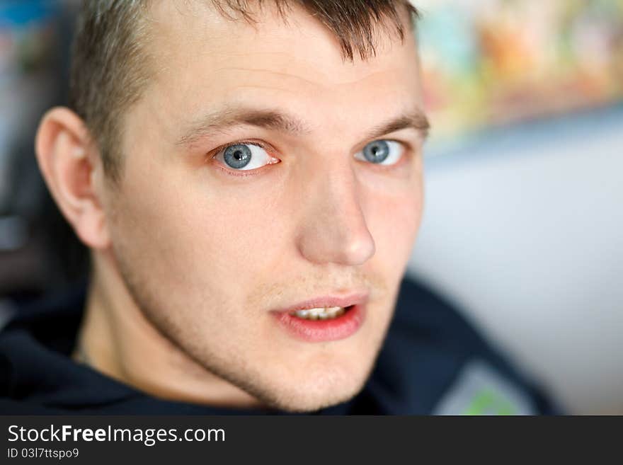 Portrait of a young man indoor