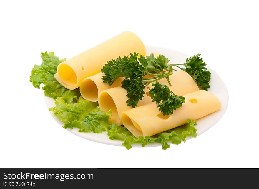 Cheese With Greens In A Bowl