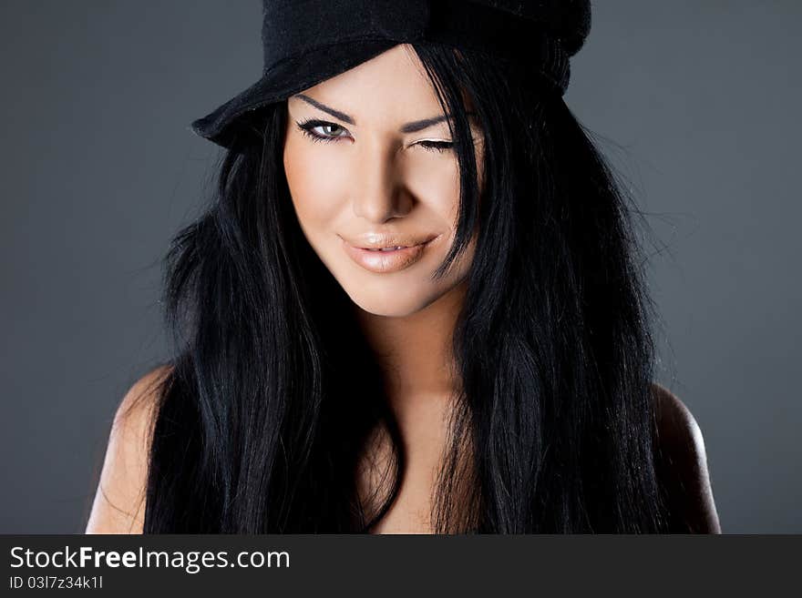 Sexy fashionable woman with hat