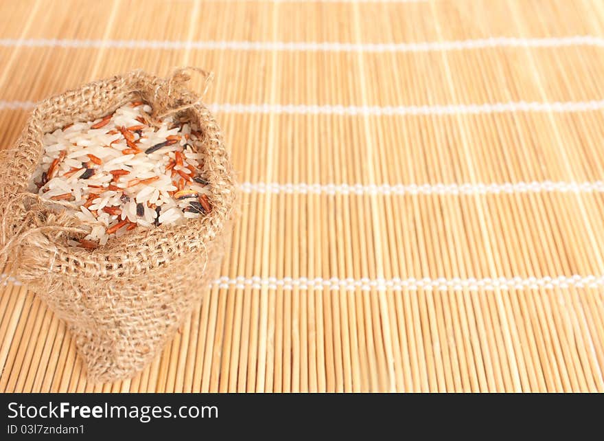 Raw Rice In Woven Bag