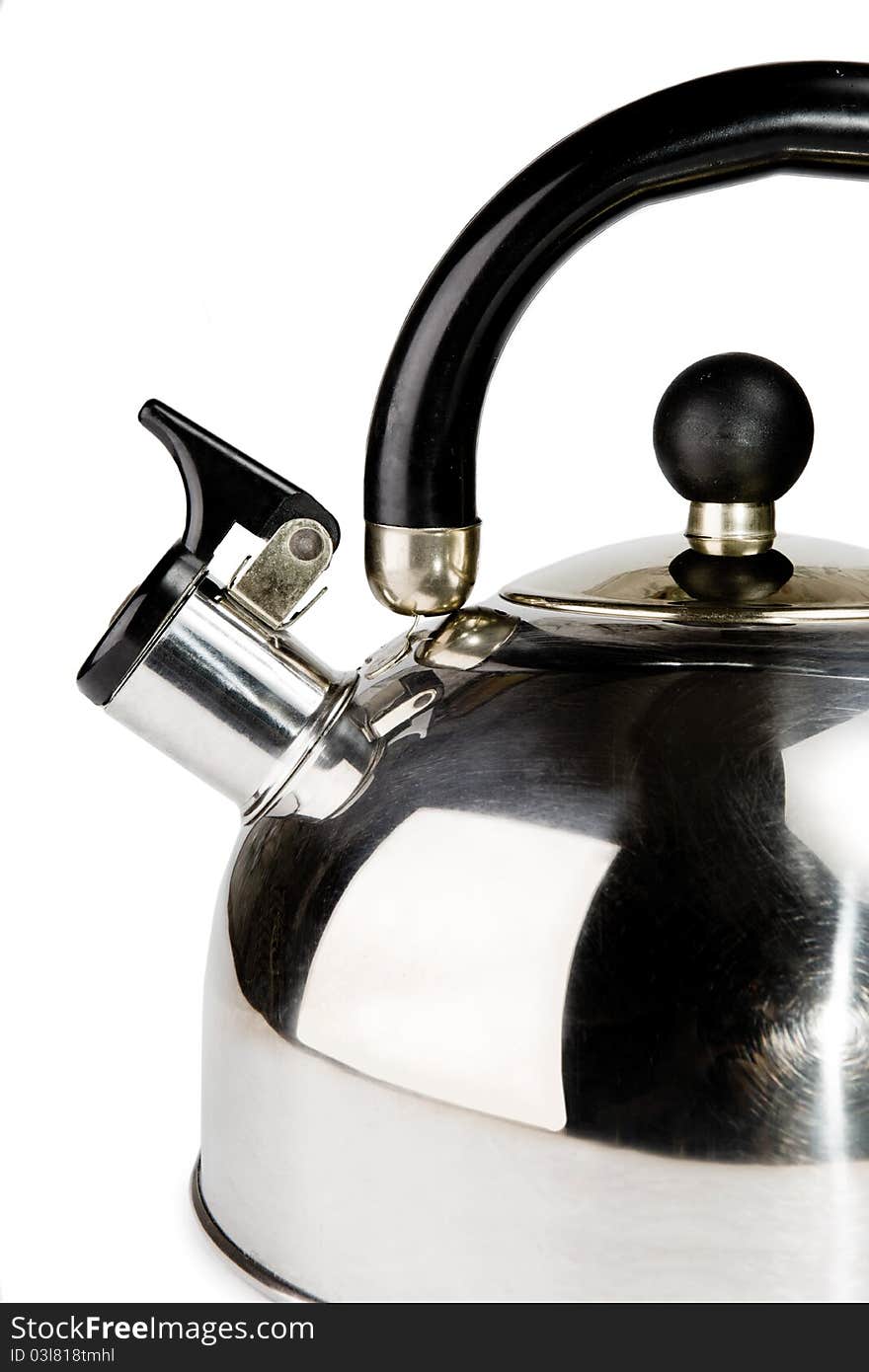 Model kettle boiling isolated on the white background