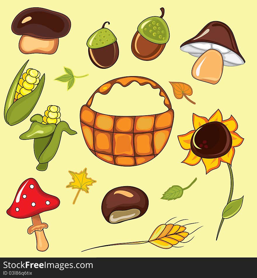 Autumn set. Vector elements for design.