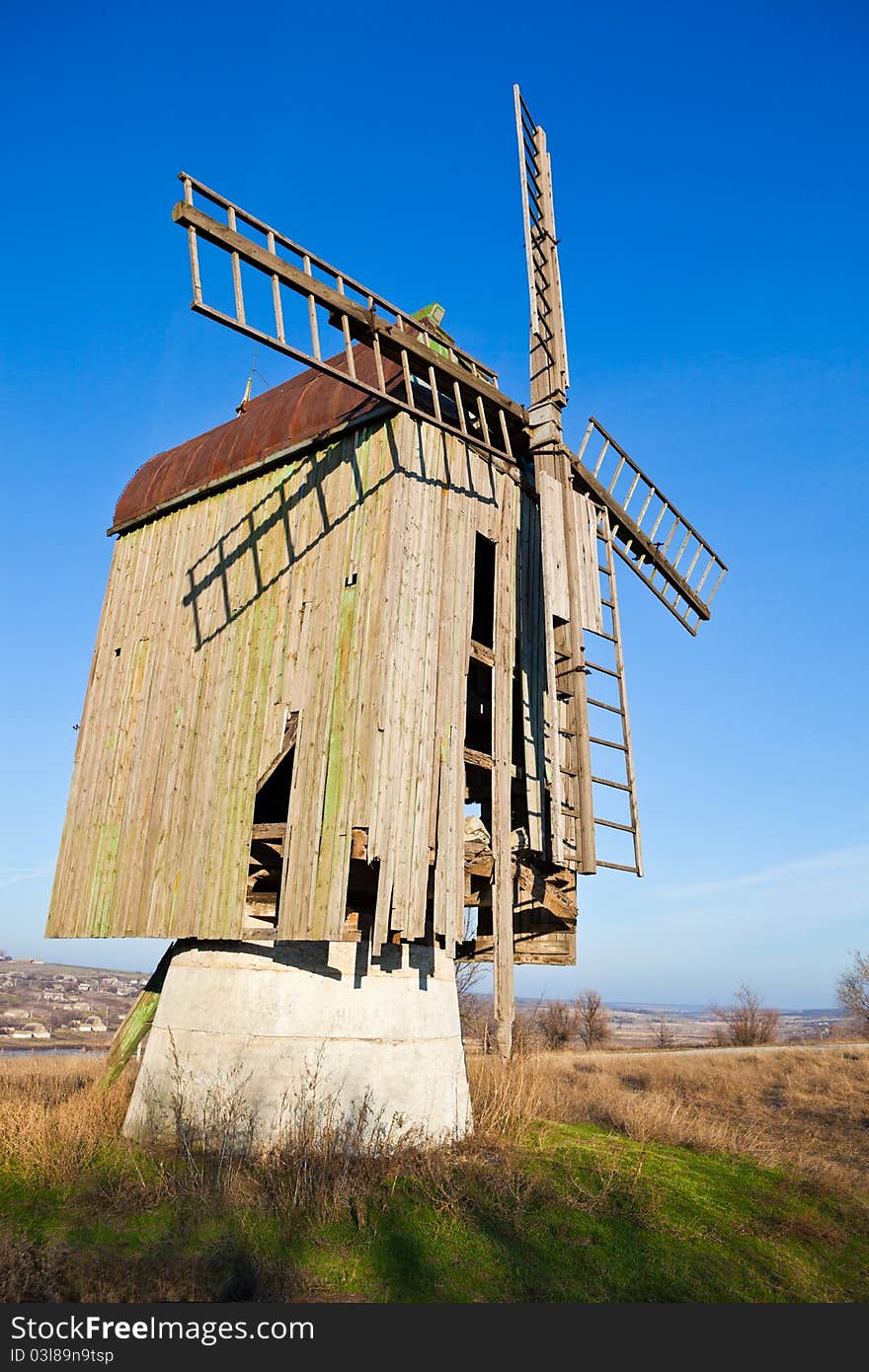 Wooden old windmill