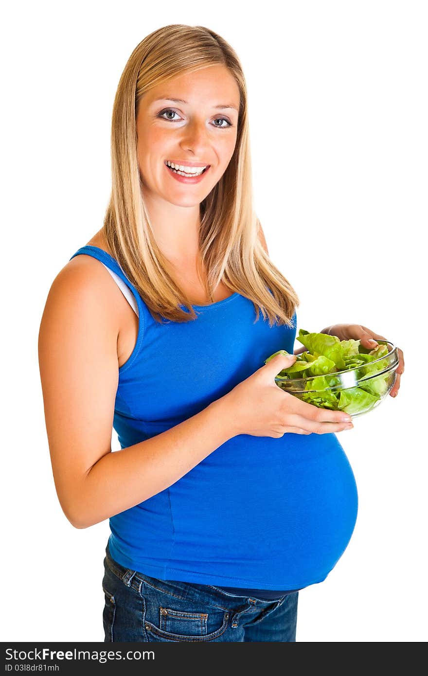 Pregnant woman with vegetables