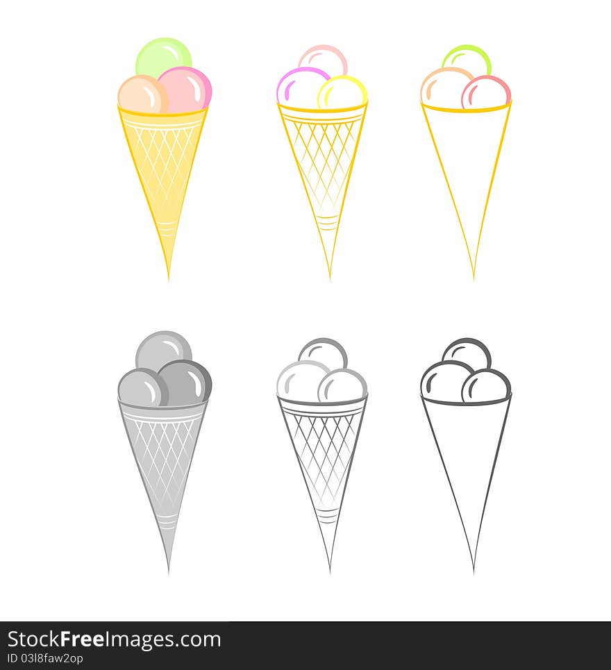 Ice-cream. Set of illustrations.