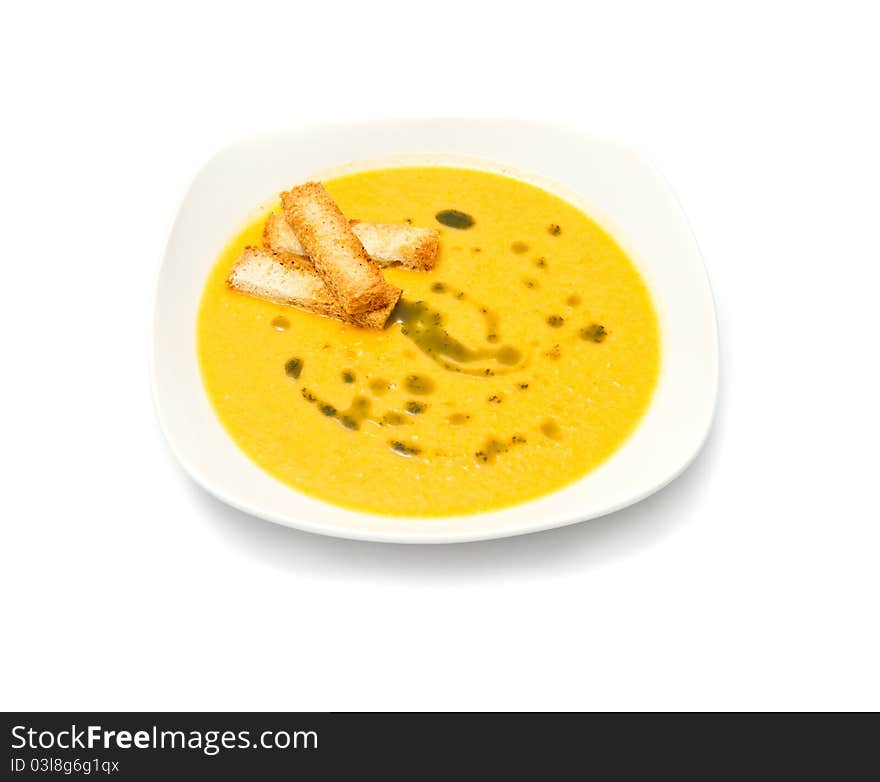 Soup/cream with oven roasted bread