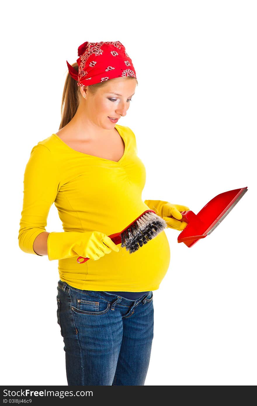 Pregnant Woman Cleaning