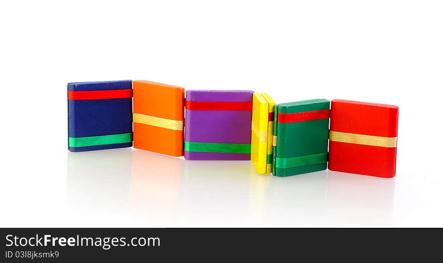 Jacobs ladder toy isolated on white background