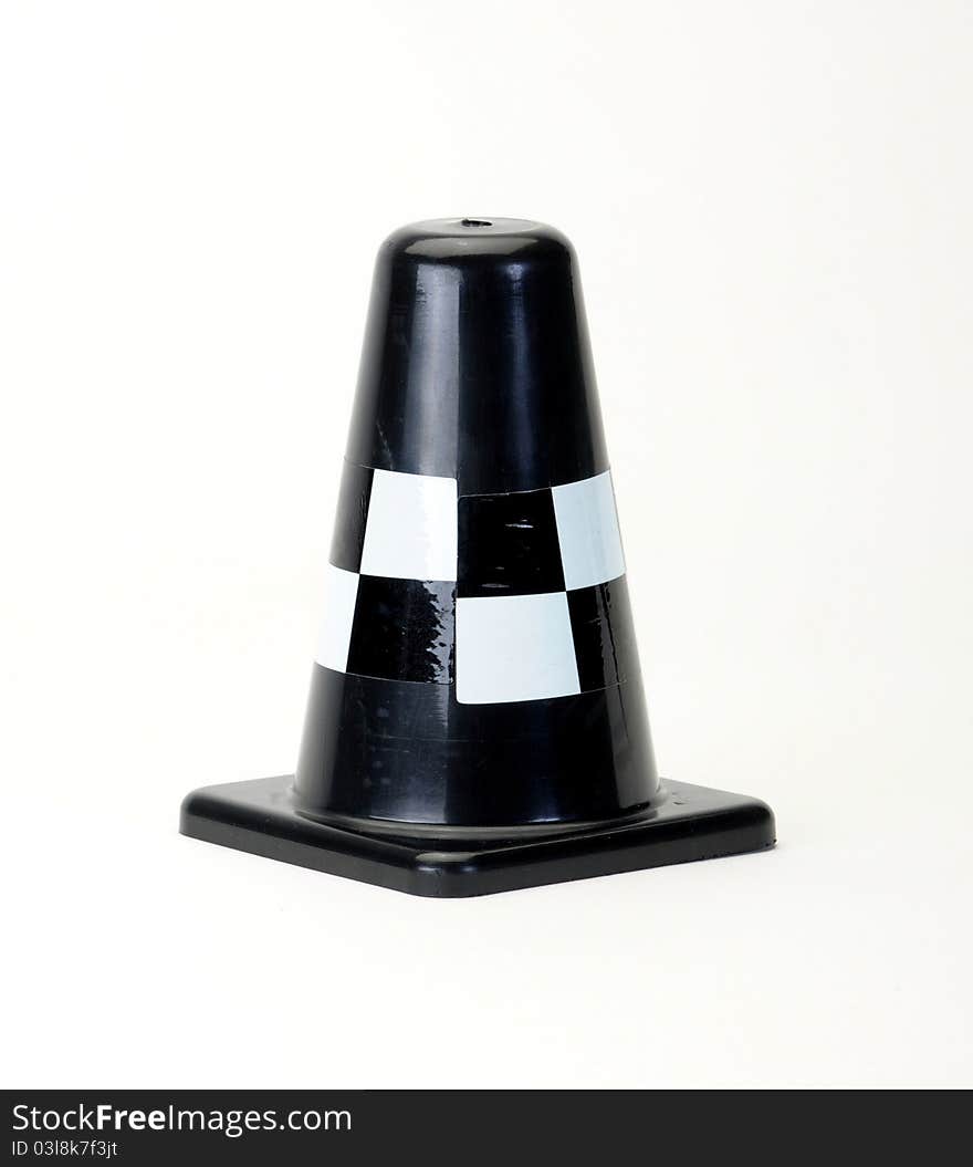 Black Traffic cone on white background