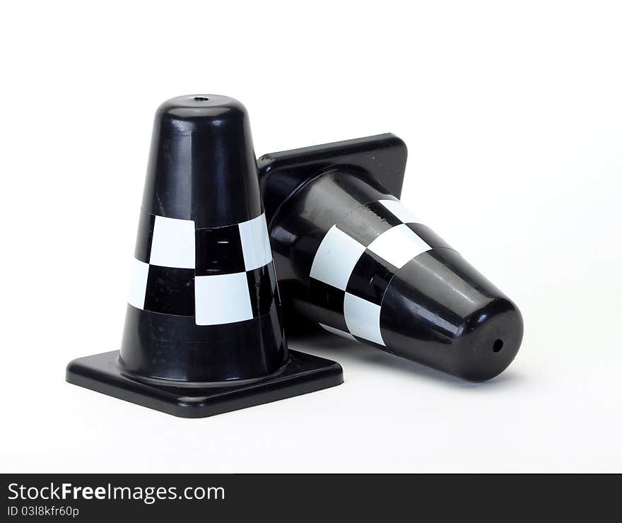 Black Traffic cones isolated on white background