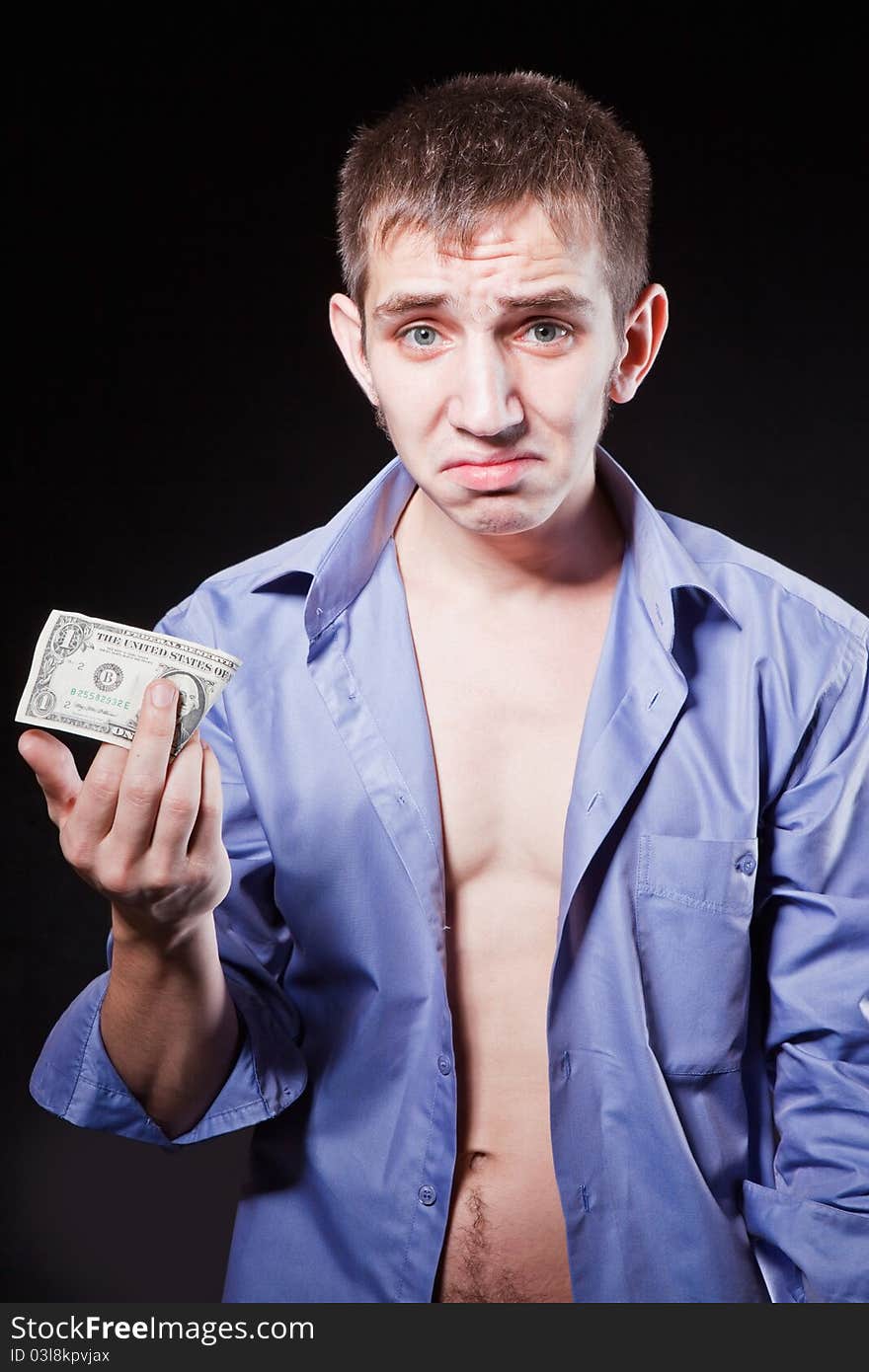 Guy Holding 1 Dollar Banknote