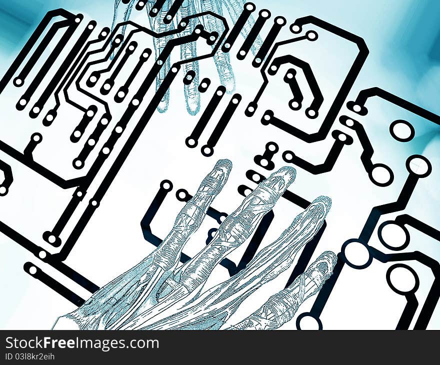 Abstract hands on circuit