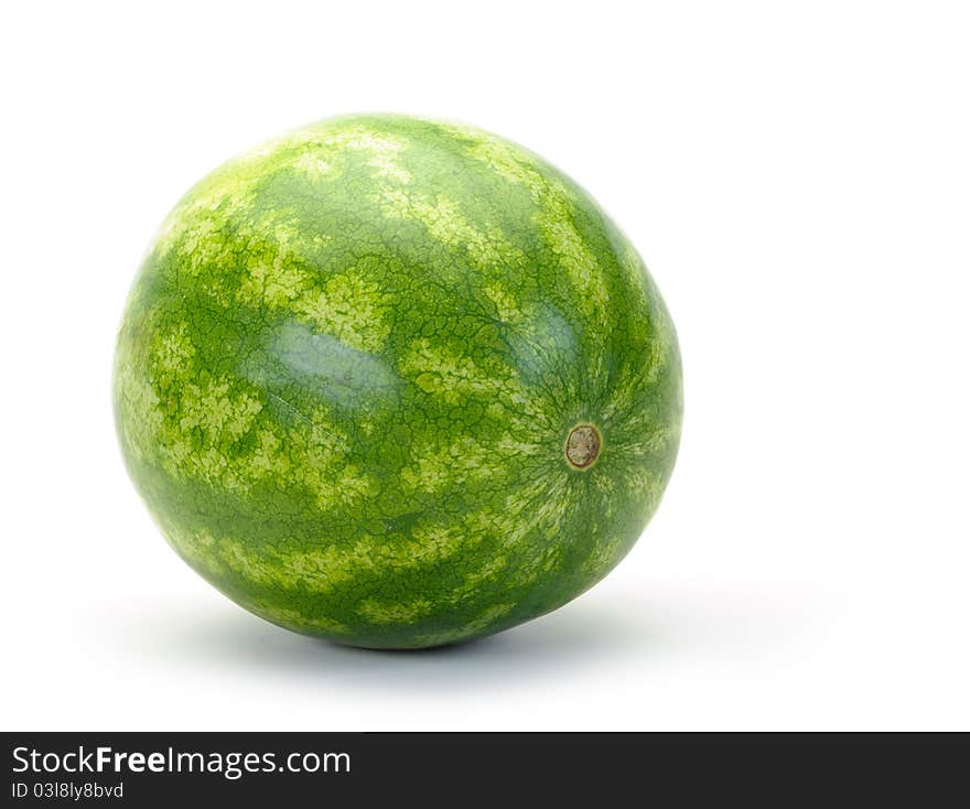 Seedless green watermelon on a white background