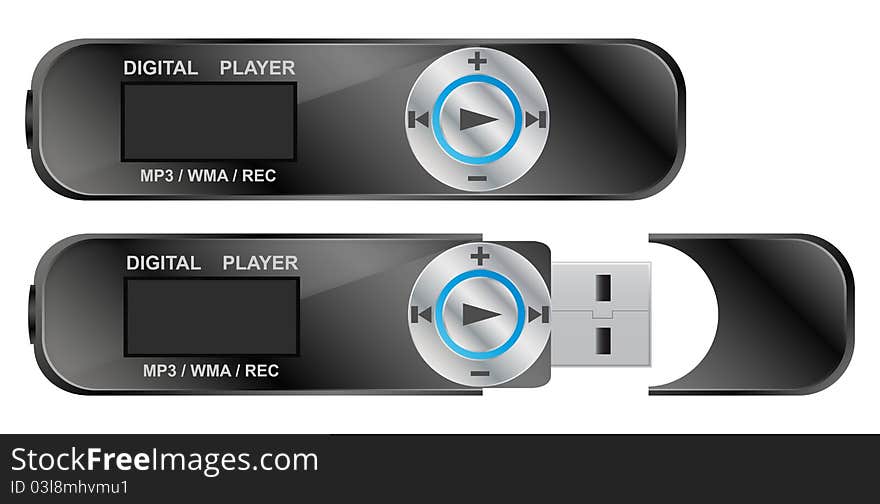 Illustration of mp3 player for digital music