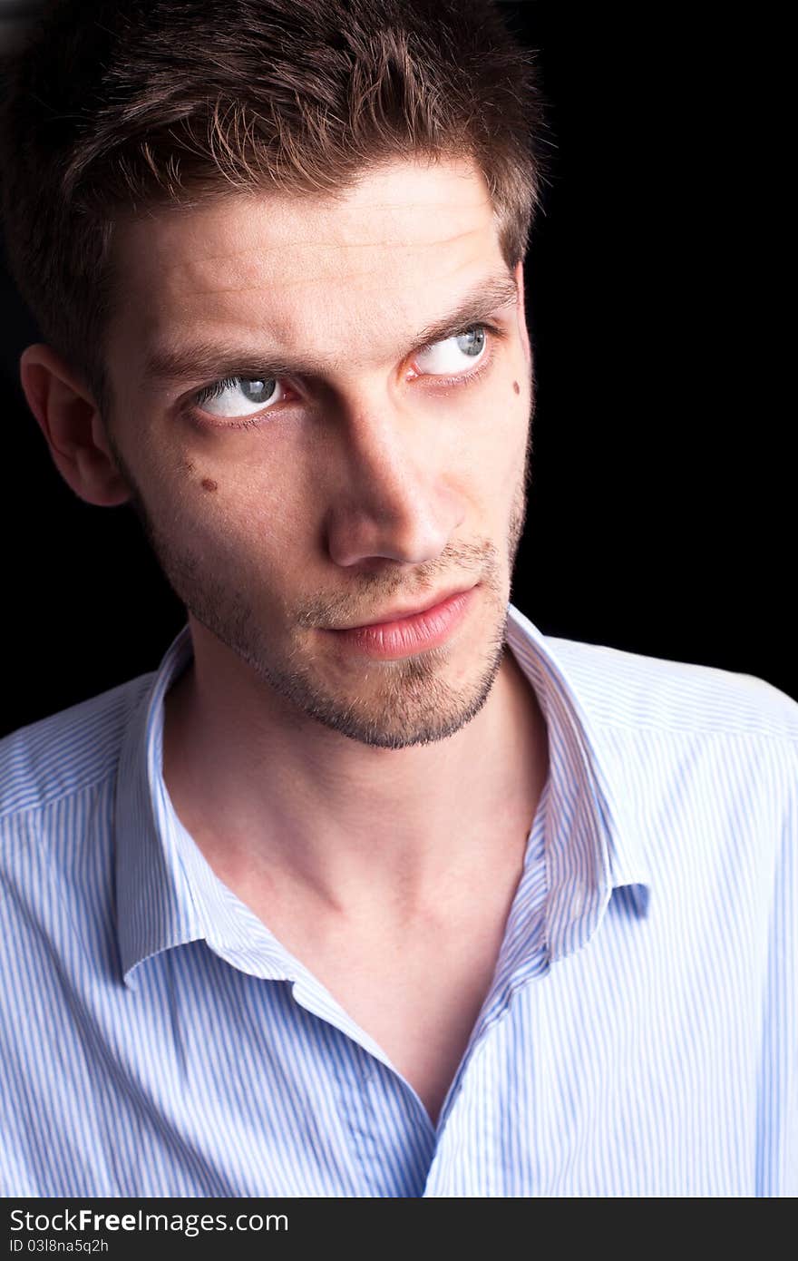 Close-up portrait of man with deep sparkling eyes 2. Close-up portrait of man with deep sparkling eyes 2