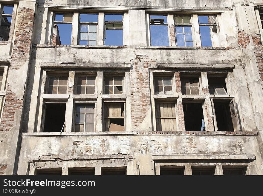 Abandoned vintage building exterior in Jakarta. Abandoned vintage building exterior in Jakarta