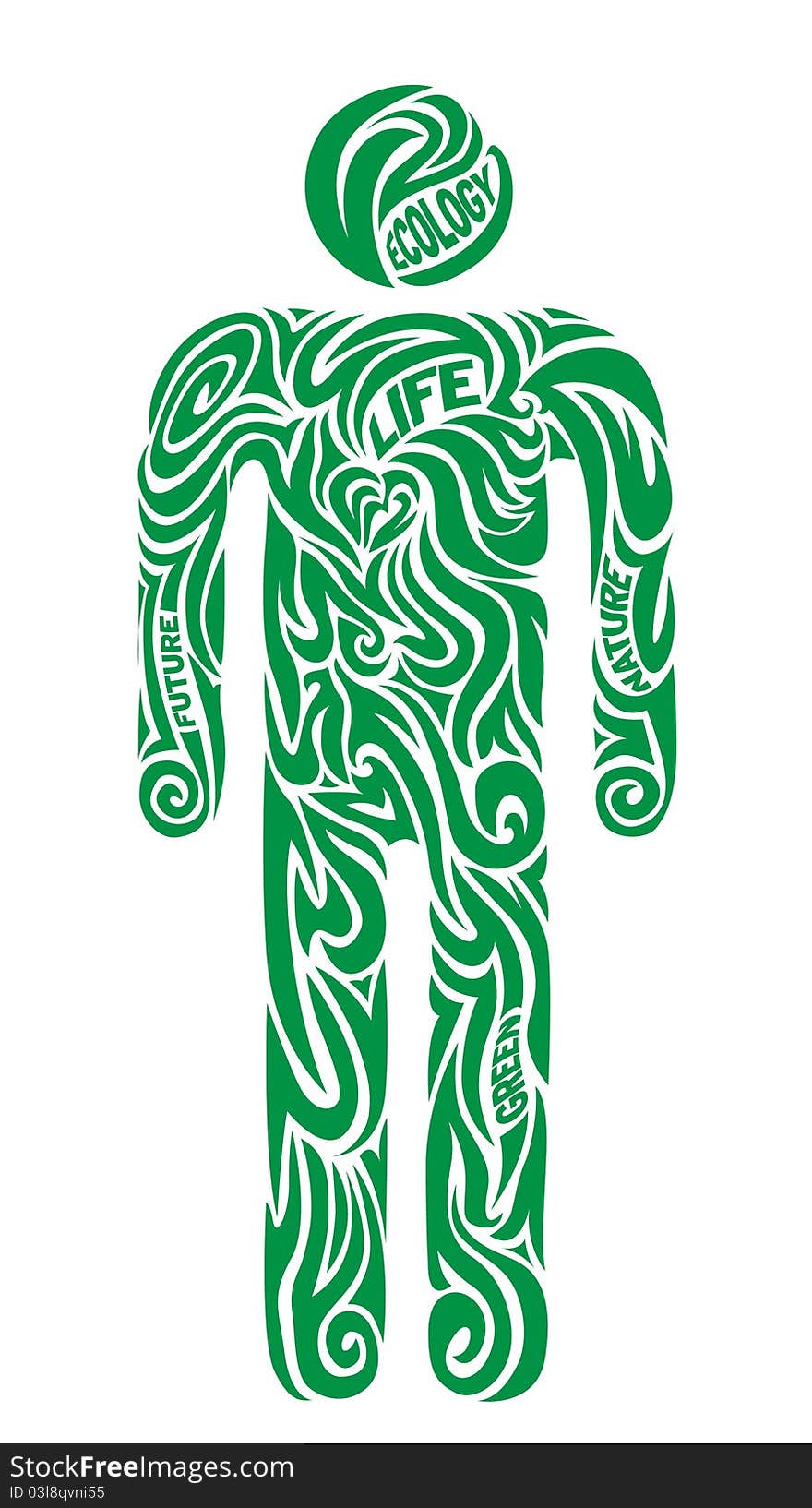 Ecology man. Vector illustration with typography elements