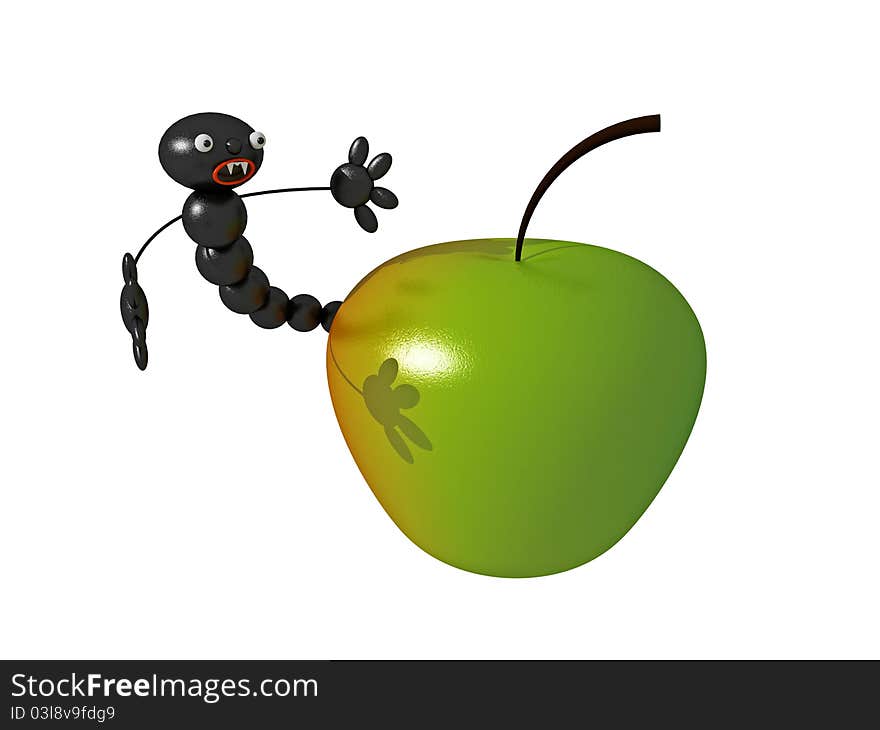 Worm-eaten apple 3D