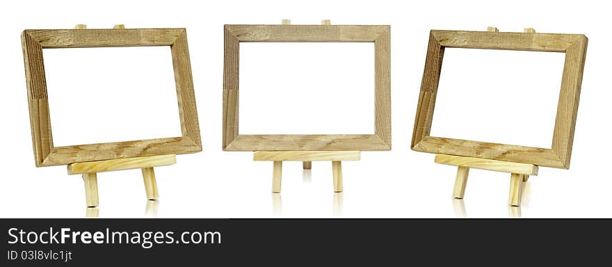 Three of photograpy frame on stand, white isolated background. Three of photograpy frame on stand, white isolated background