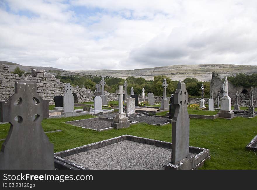 An ancient cemetery in ireland. An ancient cemetery in ireland