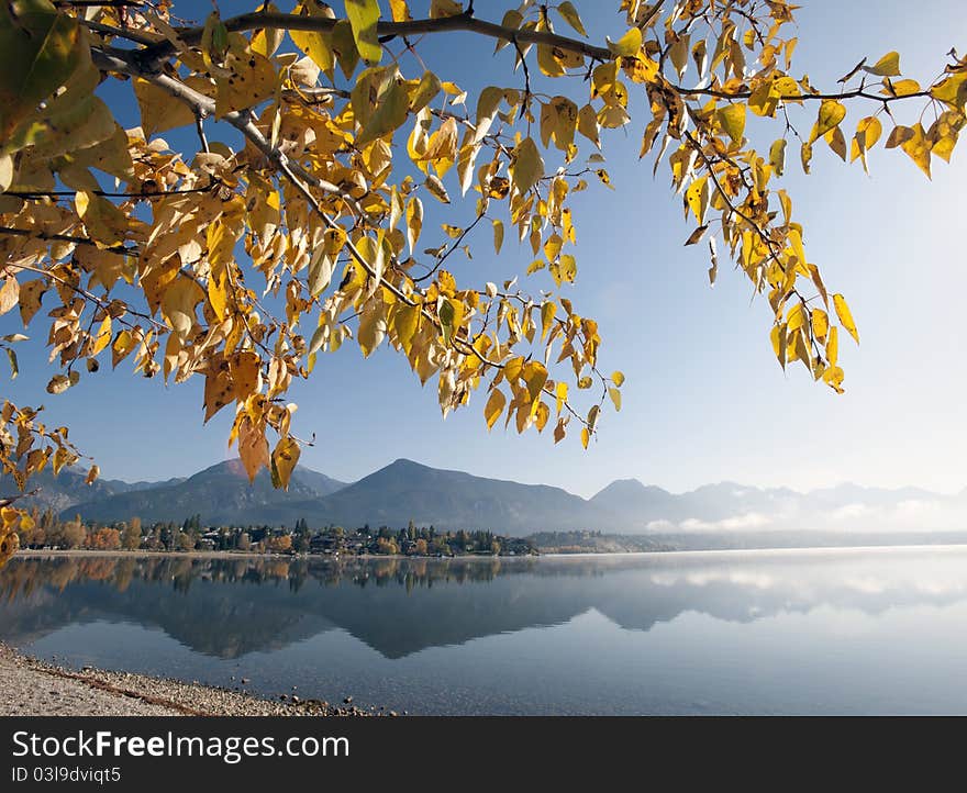 Columbia Lake in fall and Invermere