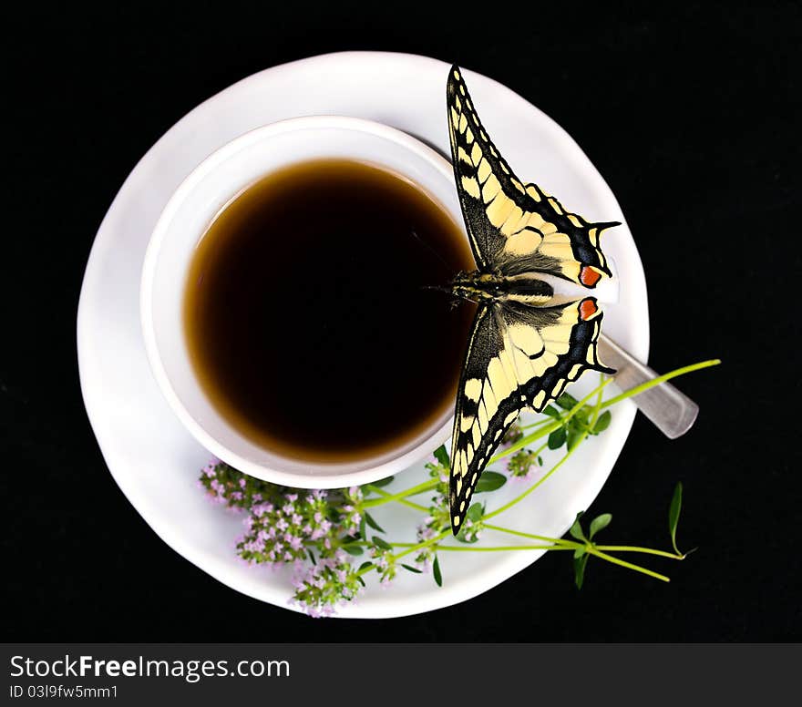 Butterfly and cup.