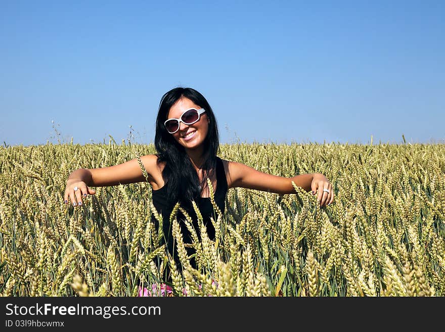 Wheat Field And Girl