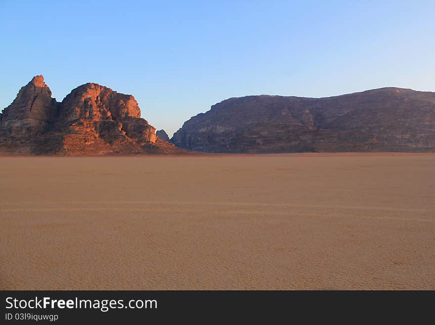 Wadi Rum Desert landscape.