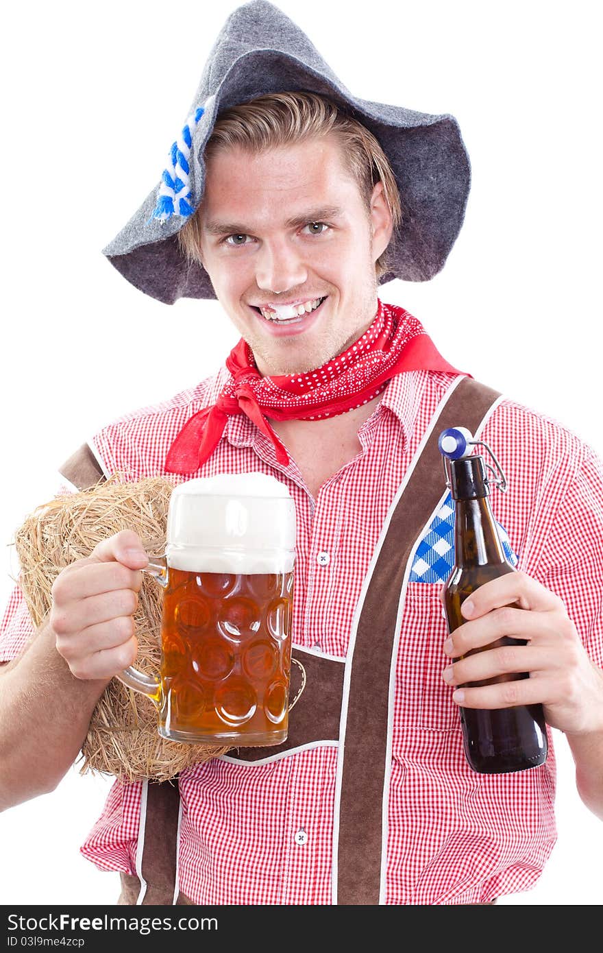 Traditional bavarian man with beer. Traditional bavarian man with beer