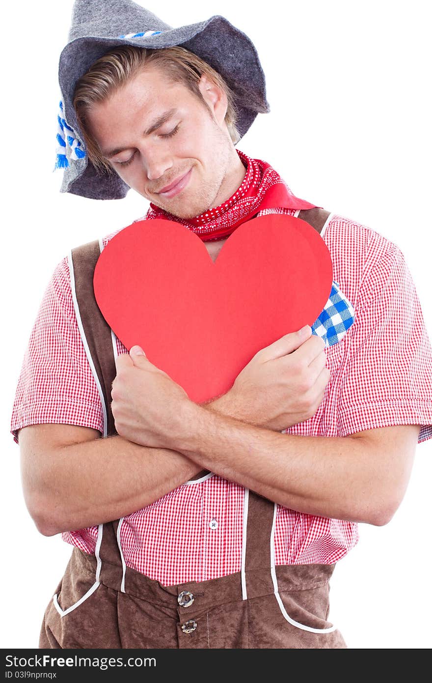 Bavarian man with a heart. Bavarian man with a heart