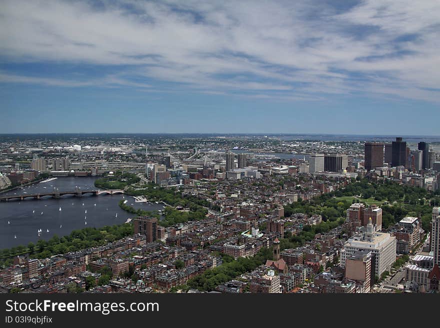 Charles River and Longfellow Bridge View from 52-nd floor of Prudential Center. Charles River and Longfellow Bridge View from 52-nd floor of Prudential Center