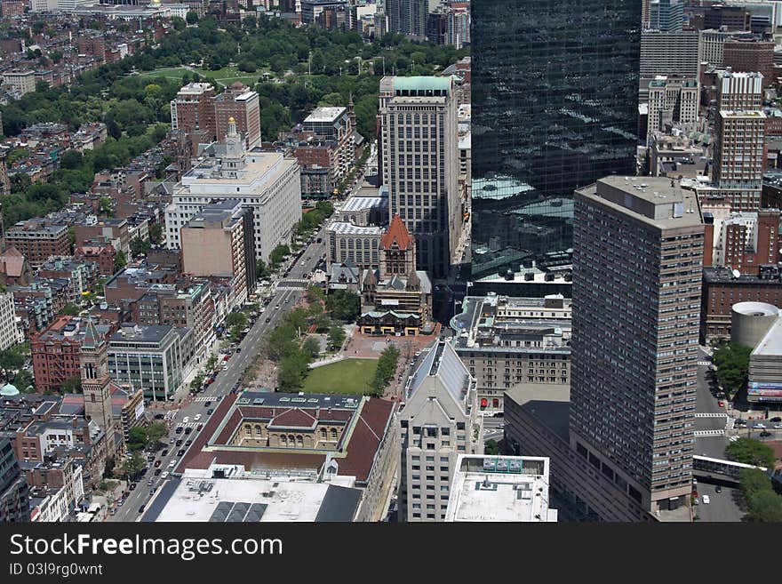 John Hancock and Trinity Church View from 52-nd floor of Prudential Center. John Hancock and Trinity Church View from 52-nd floor of Prudential Center