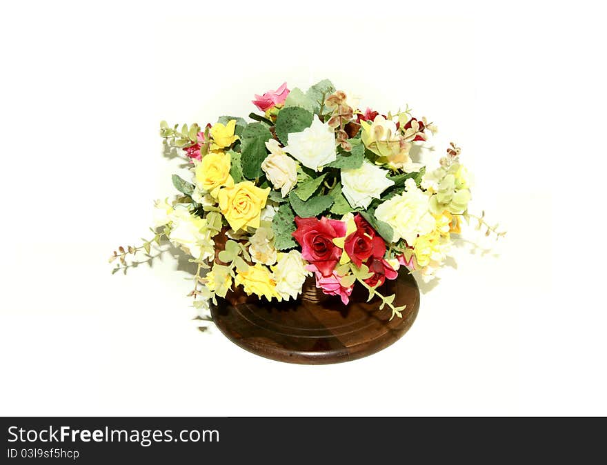 Artificial flowers in a pot