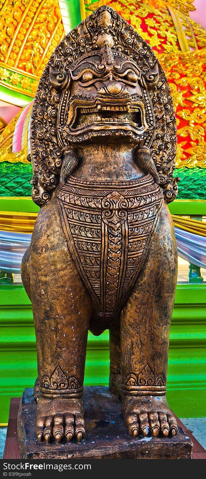 Sacred lion statue in Thailand. Sacred lion statue in Thailand.