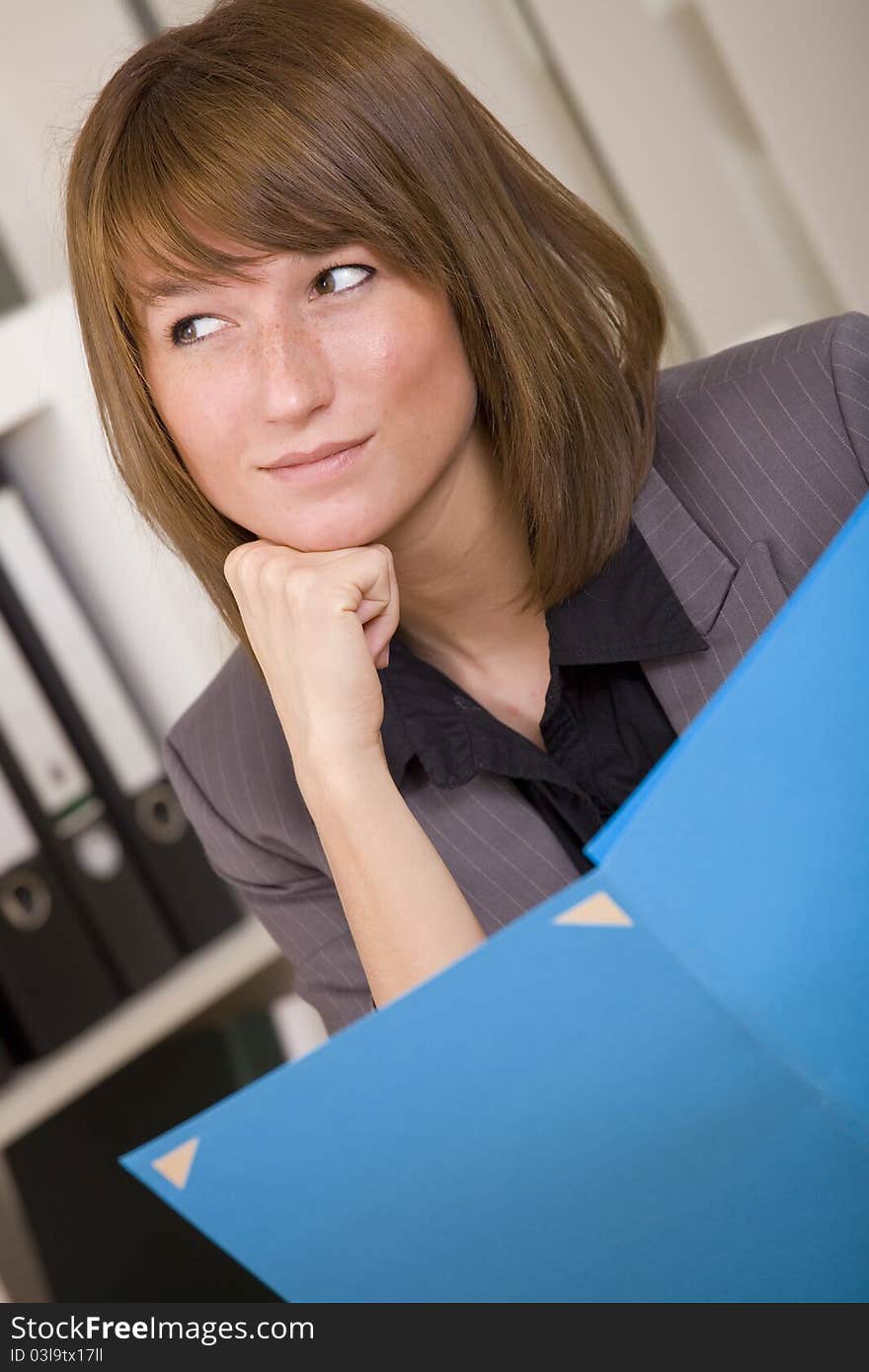 Woman with document file