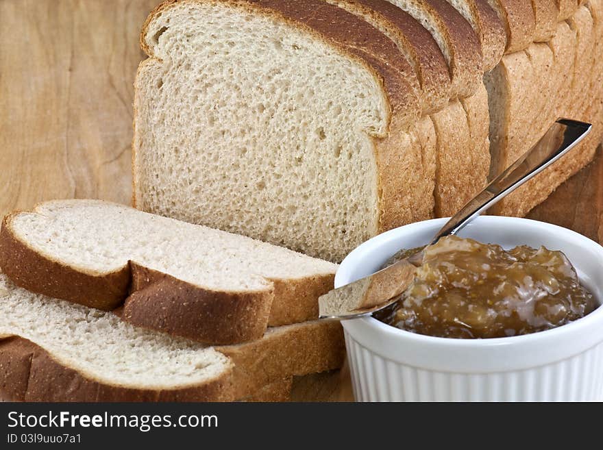 Fresh bread and gooseberry jam. Fresh bread and gooseberry jam