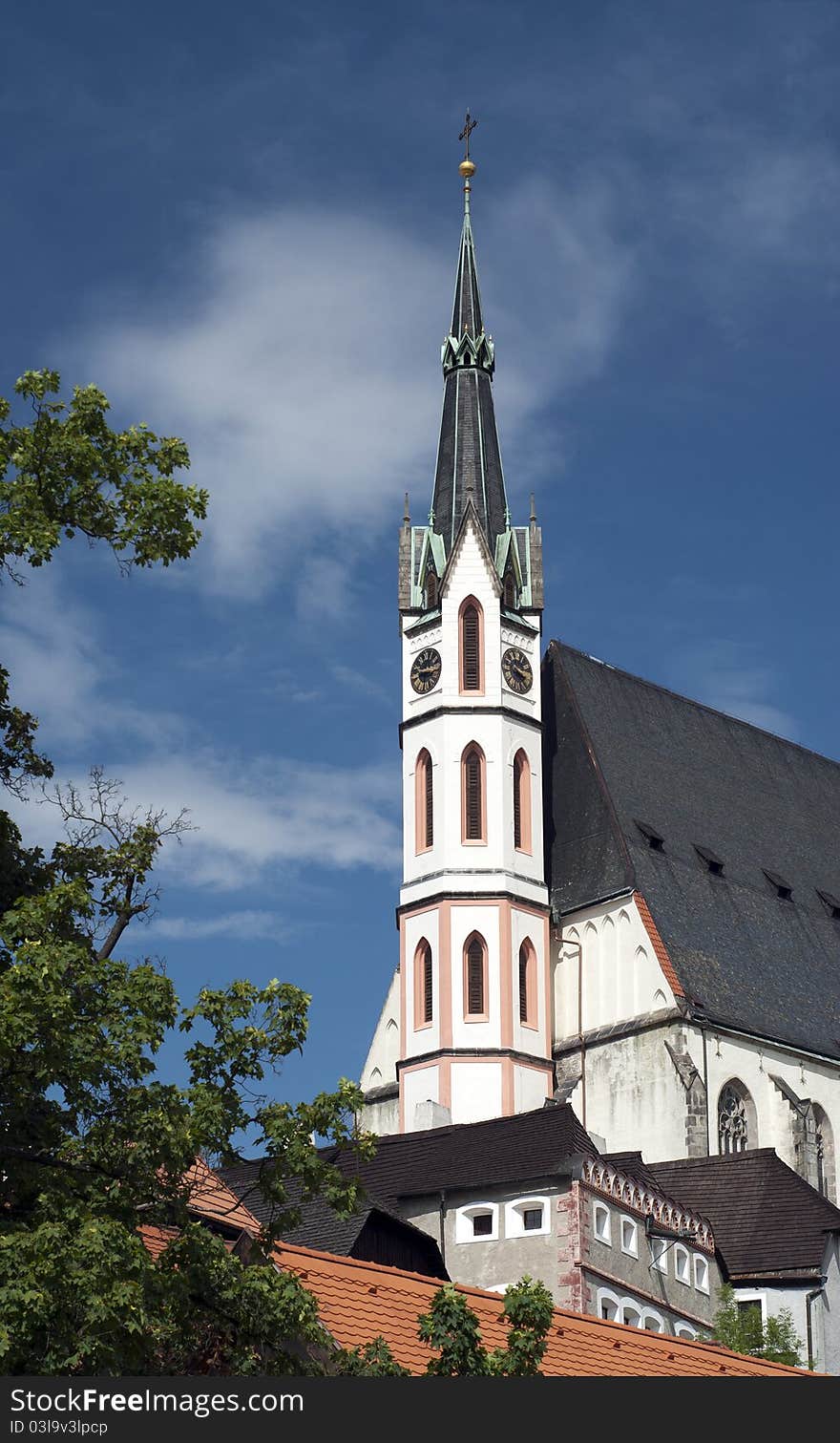 Church in Gothic style in Cesky Krumlov, Czech Republic