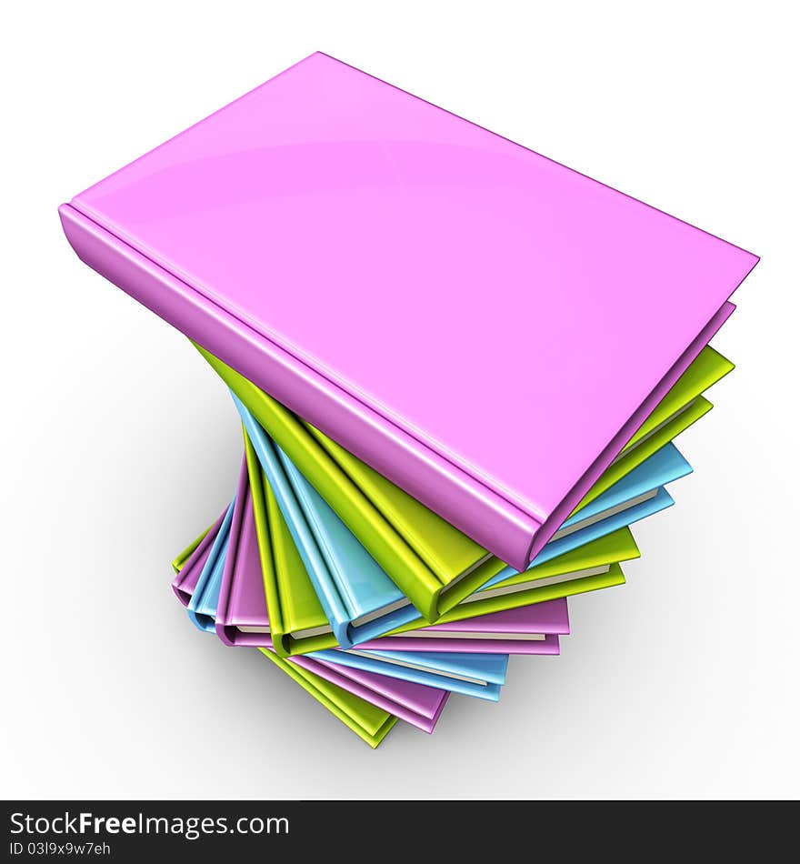 3d illustration of colorful stack of books