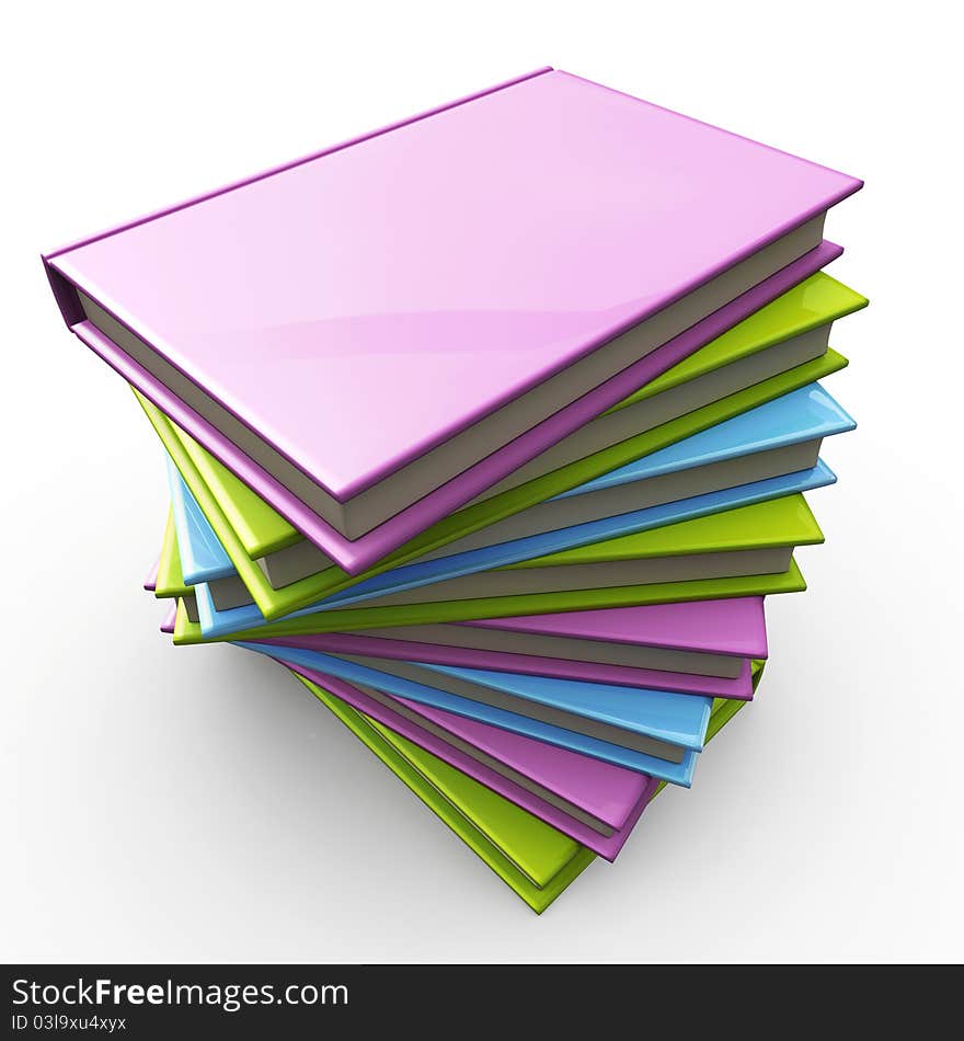 3d illustration of colorful stack of books