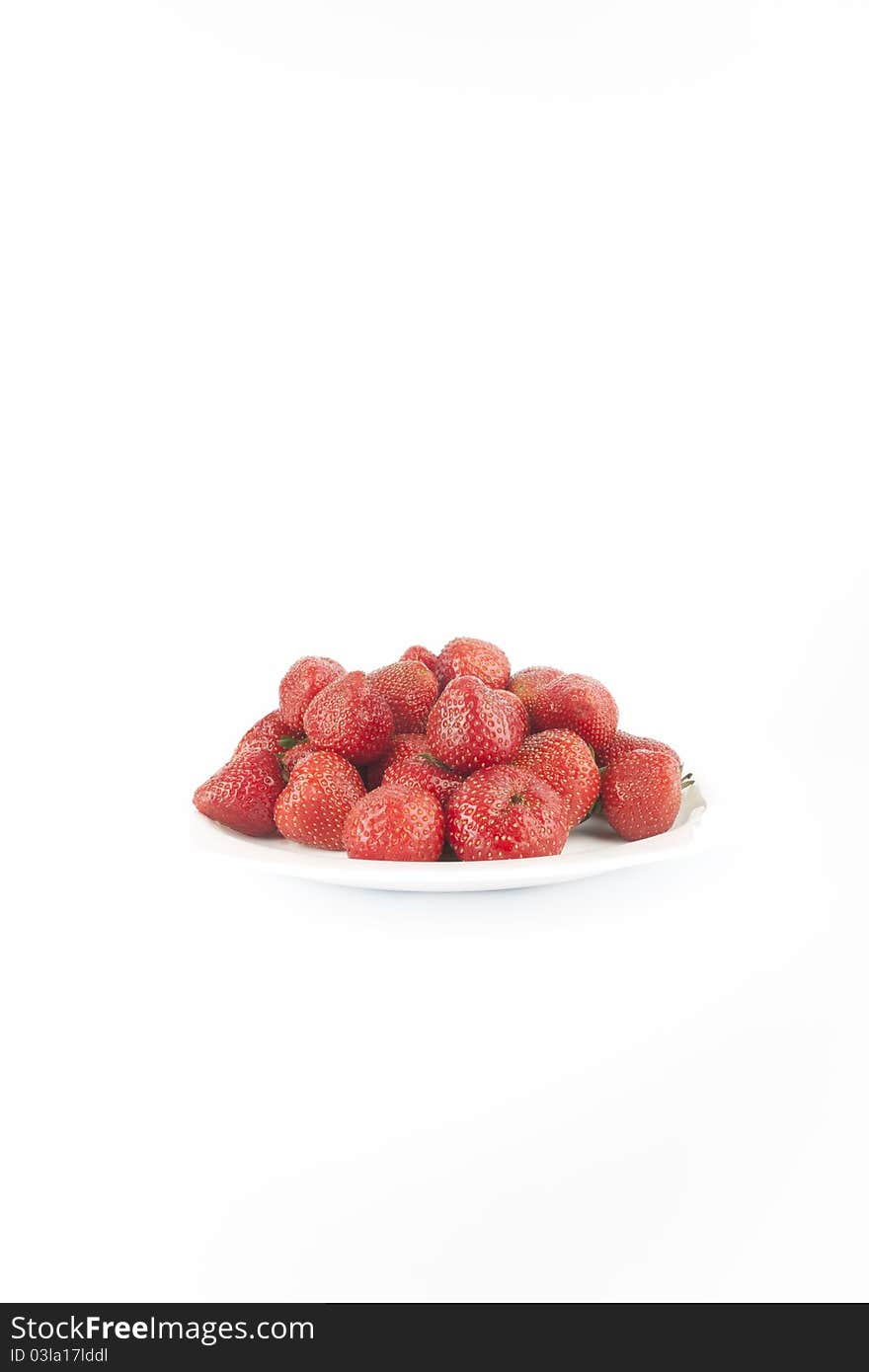 Ripe strawberries on white background